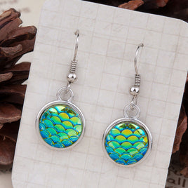 Iridescent scale earrings