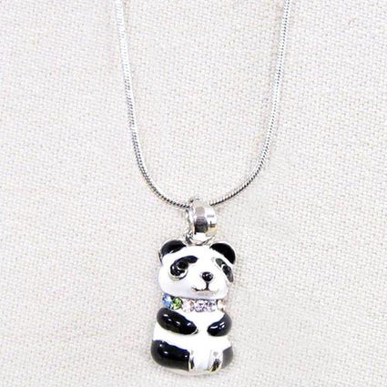 Enamel panda with rhinestone choker NK