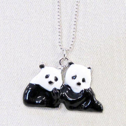 Enamel Cuddling pandas pendants, NK