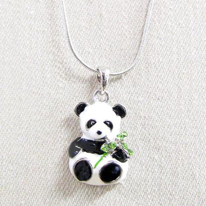 Enamel panda with rhinestone bamboo NK