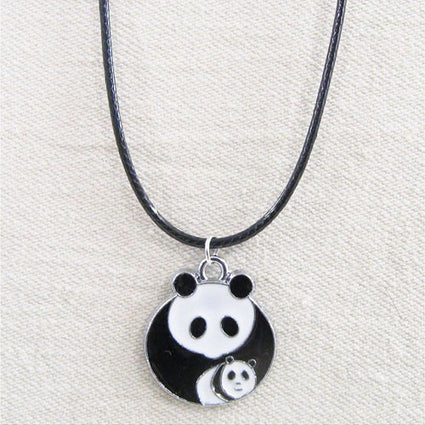 Enamel panda with cub cord NK