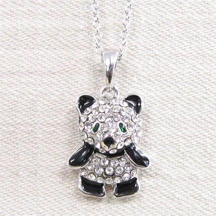 Rhinestone panda with enamel arms